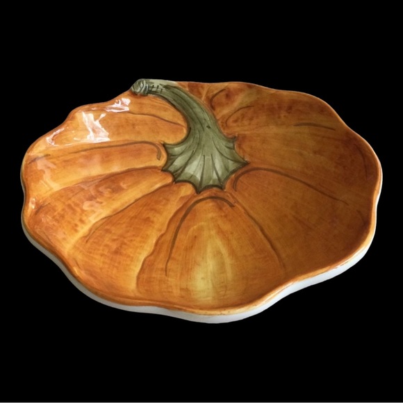 Williams Sonoma Hand Painted Pumpkin Serving Bowl/Dish | Made In Italy - Picture 2 of 5